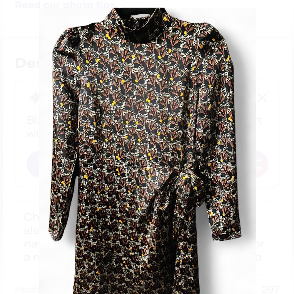 H&M Tailored Satin Floral Wrap-Dress
